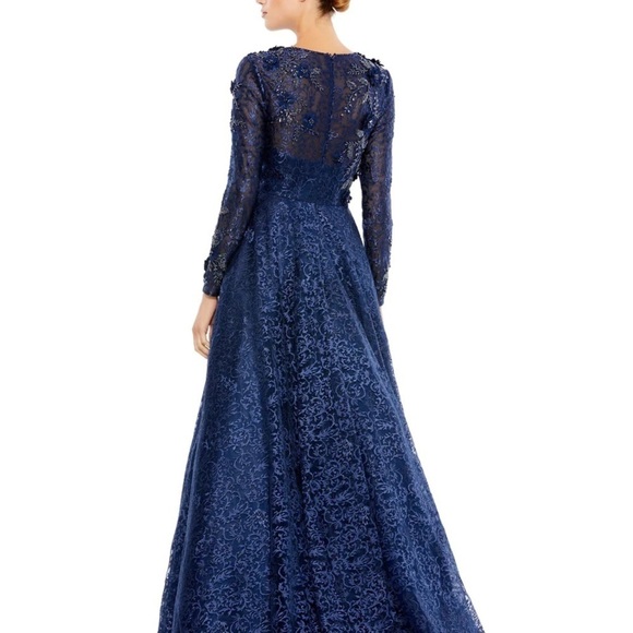 Mac Duggal 11121 NWT EMBELLISHED ILLUSION LONG SLEEVE A LINE GOWN - Picture 3 of 14